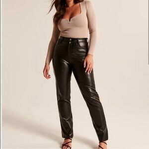 Abercrombie and fitch Curve Love ankle straight high rise vegan leather pants